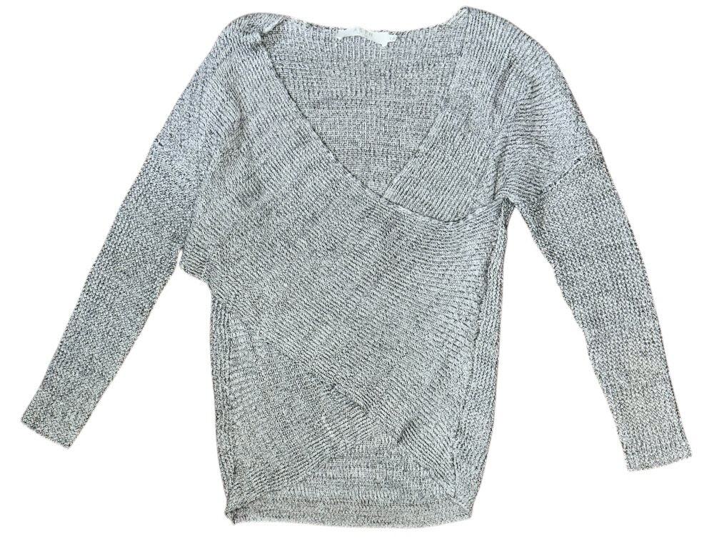 Astr The Label Wrap Front Long Sleeve Heather Gray Pullover Sweater XS